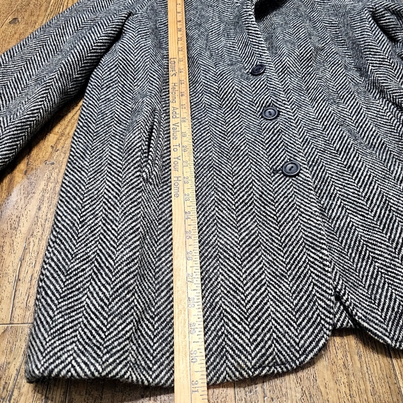 Women's Black and White Pea Coat - Picture 8 of 15